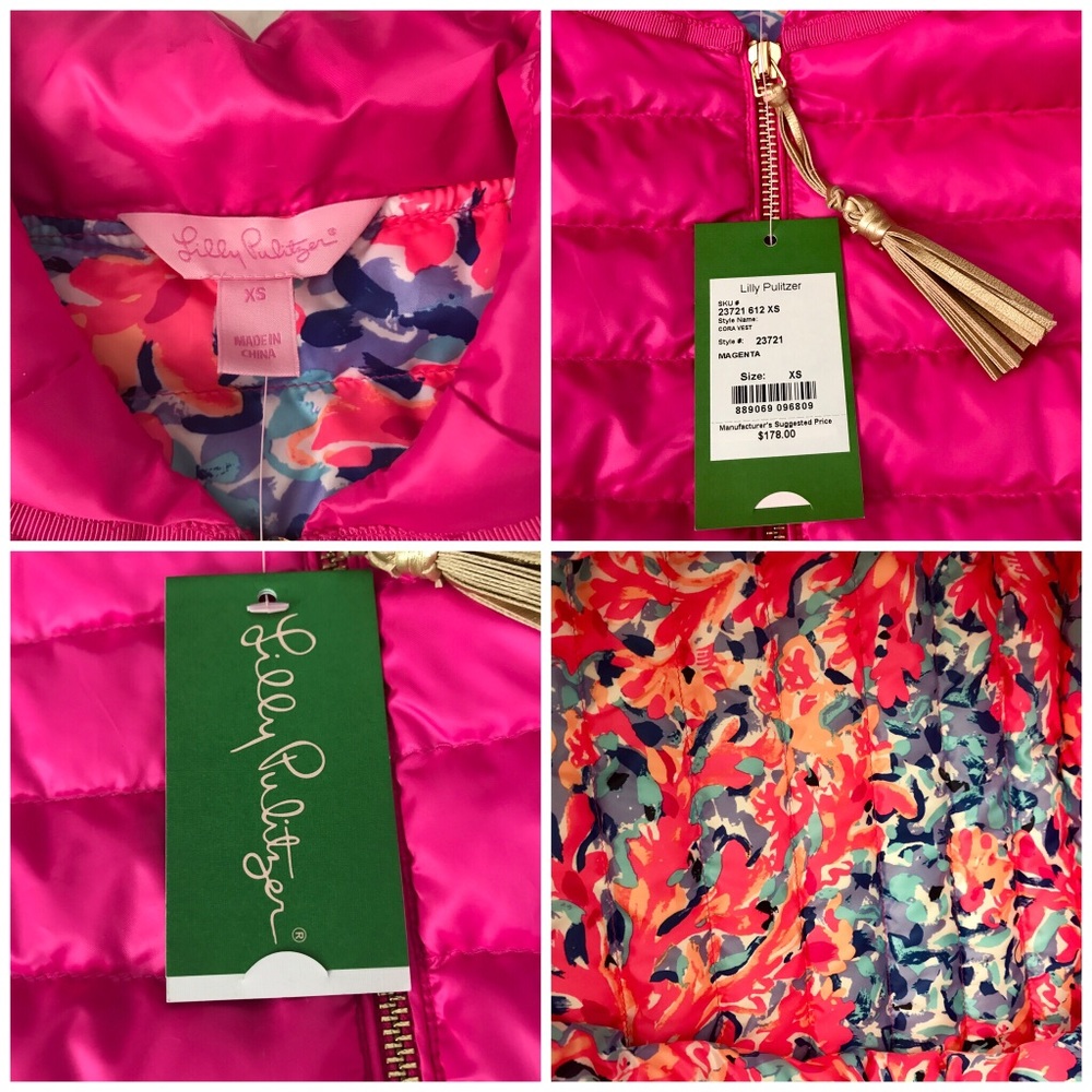 Lilly Pulitzer CORA DOWN PINK VEST-XS - Picture 5 of 8